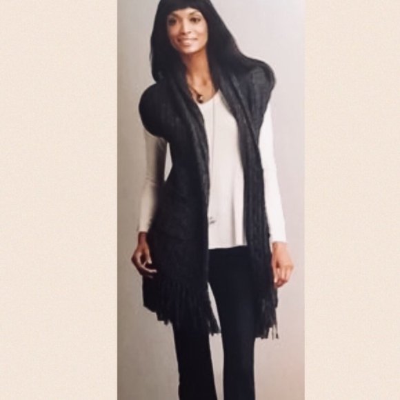 CAbi Sweaters - CAbi Charcoal Gray Fringe Cardigan Vest